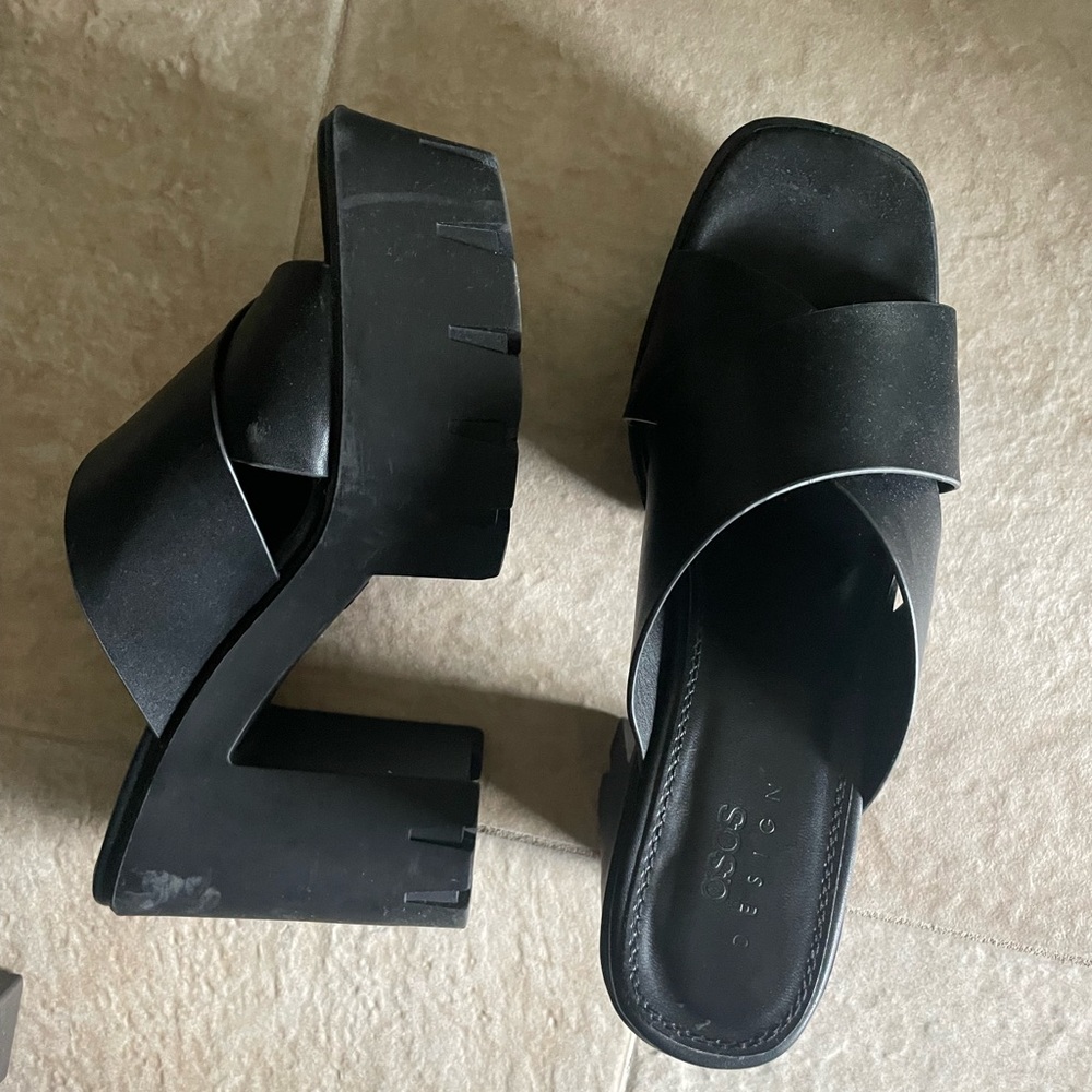 ASOS Design Chunk High Heeled Sandals in Black